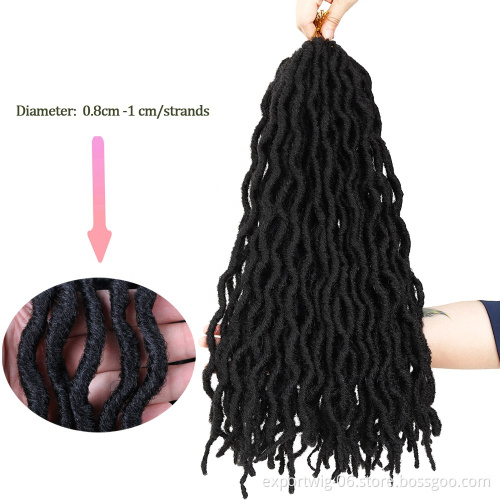 18" 100g Crochet Faux Locs Hair Ombre Wavy Curly Goddess Locs Extension Crochet Braid Soft Synthetic Brown Hair Gypsy Locs
